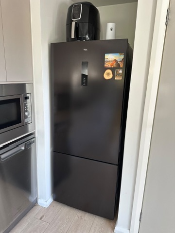 Fridge transformation — before, dark finish